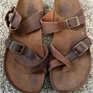 Brown Leather Sandals with Buckles